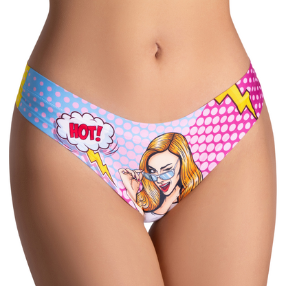 Memème Women’s Ultra-Comfortable COMICS - Hot Girl - Panties | Original Prints, Unique Designs | Breathable Cotton Crotch, Stretchy Fit, Soft Flat Seams, No Elastic Bands | Two Styles: Slip/Brief and Thong | Everyday Use