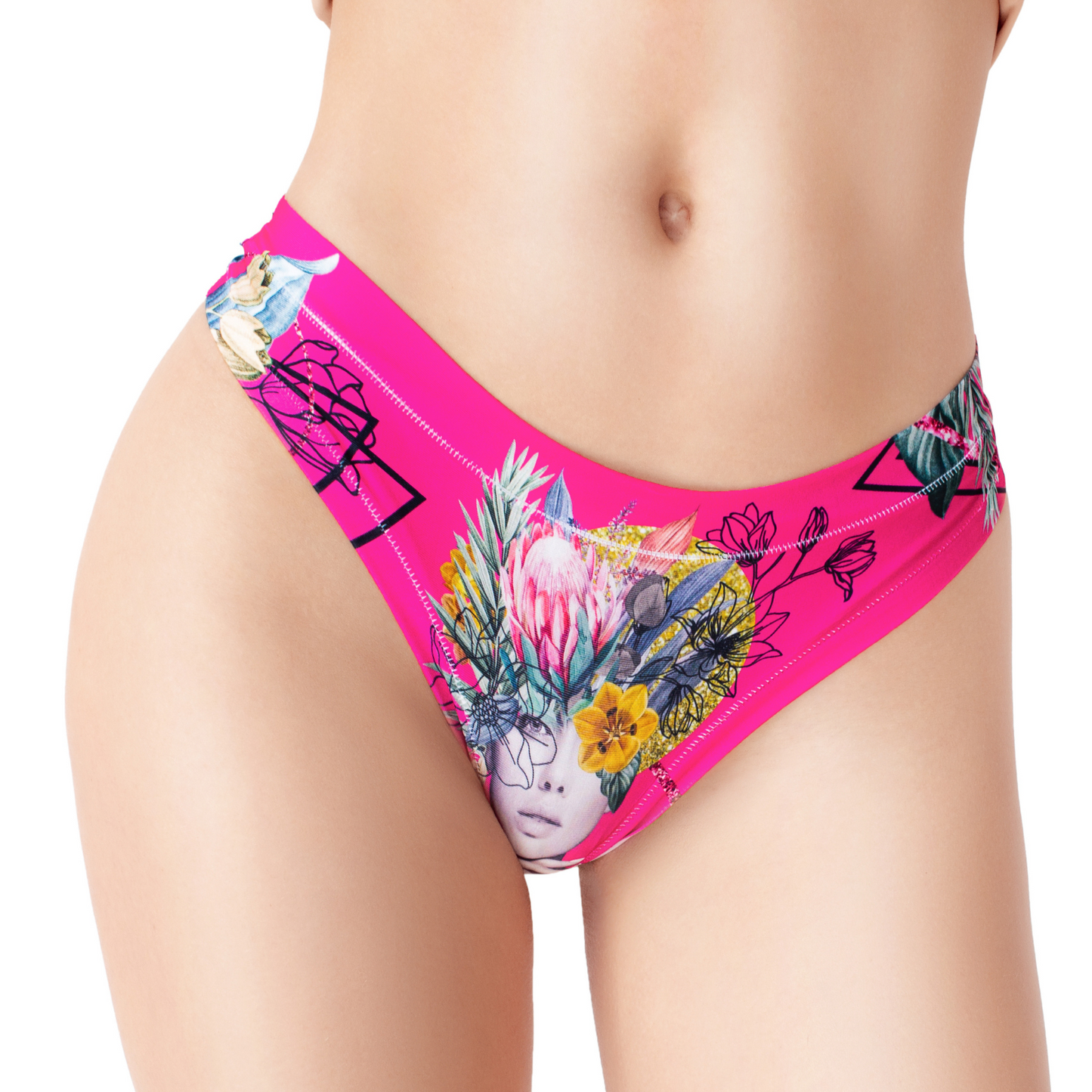 Memème Women’s Ultra-Comfortable SECRET GARDEN - Frida Pink - Panties | Original Prints, Unique Designs | Breathable Cotton Crotch, Stretchy Fit, Soft Flat Seams, No Elastic Bands | Two Styles: Slip/Brief and Thong | Everyday Use