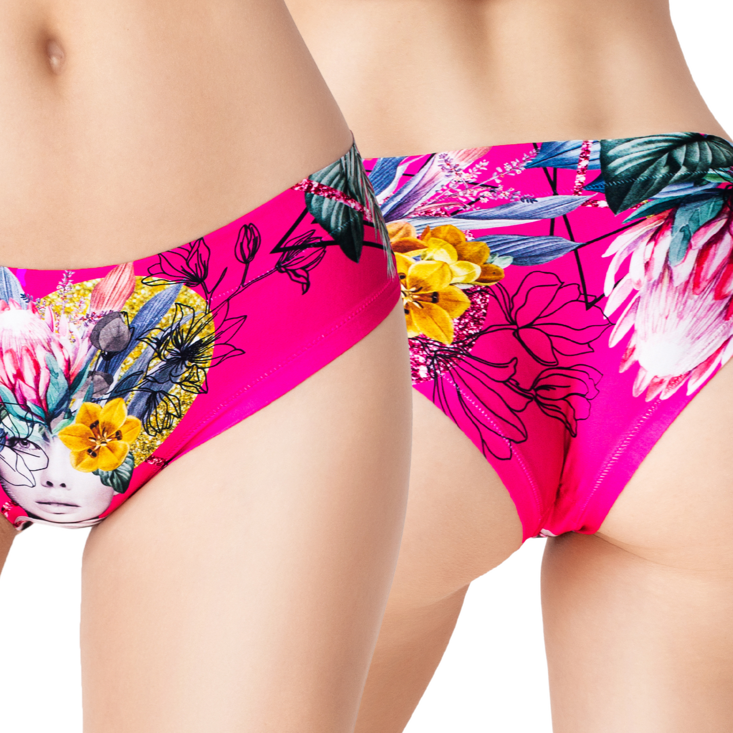 Memème Women’s Ultra-Comfortable SECRET GARDEN - Frida Pink - Panties | Original Prints, Unique Designs | Breathable Cotton Crotch, Stretchy Fit, Soft Flat Seams, No Elastic Bands | Two Styles: Slip/Brief and Thong | Everyday Use