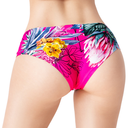 Memème Women’s Ultra-Comfortable SECRET GARDEN - Frida Pink - Panties | Original Prints, Unique Designs | Breathable Cotton Crotch, Stretchy Fit, Soft Flat Seams, No Elastic Bands | Two Styles: Slip/Brief and Thong | Everyday Use